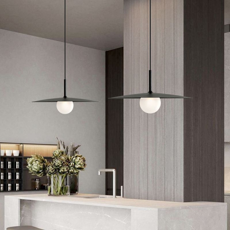Arisha Modern Dish-shaped Metal Pendant Light, Black/White/Grey | ventumra