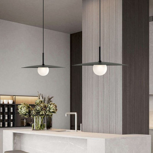 Arisha Modern Dish-shaped Metal Pendant Light, Black/White/Grey | ventumra
