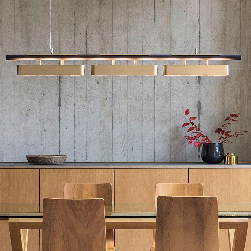 Arisha Pendant Light Rectangular Modern, Metal, Black/Brass, Office | ventumra