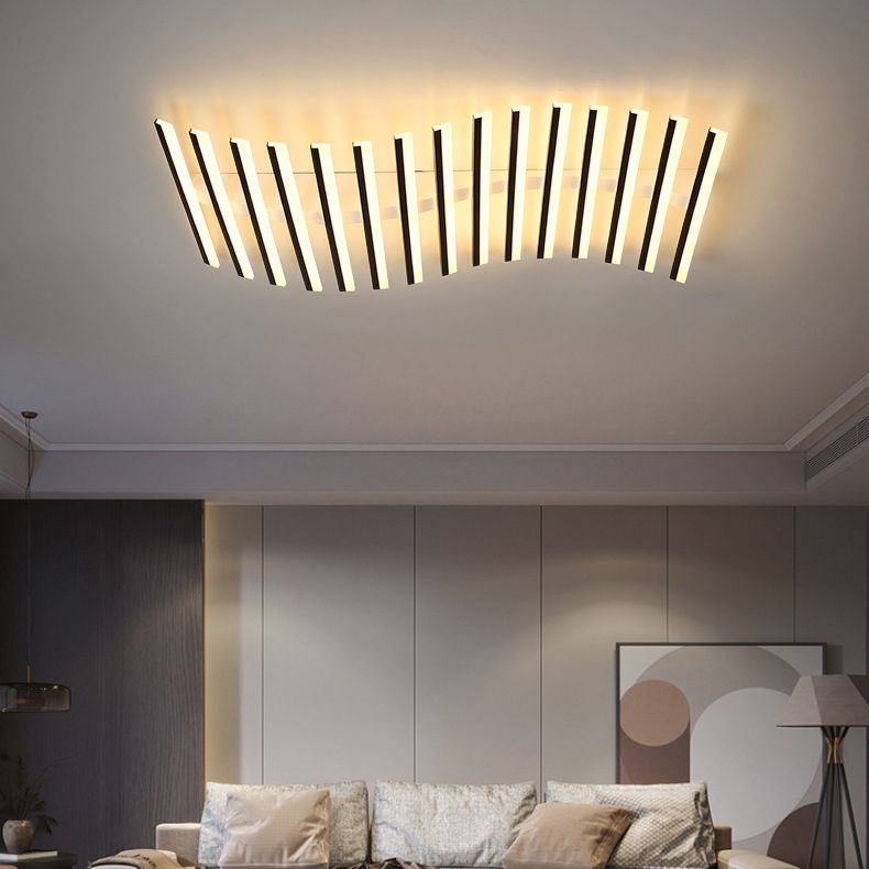 Arisha Flush Mount Ceiling Light Linear Modern,Wave Black, Living Room - Neutralighting