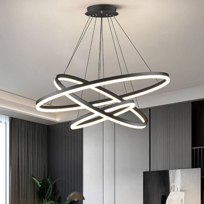 Arisha 3-Rings Black Black Modern Pendant Light | ventumra