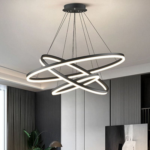 Arisha 3-Rings Black Black Modern Pendant Light | ventumra