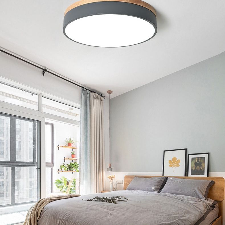 Aria Nordic LED Round Flush Mount Ceiling Light Wood Color | ventumra
