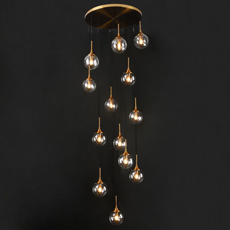 Valentina Modern Spiral Ball Glass Staircase Chandelier | ventumra