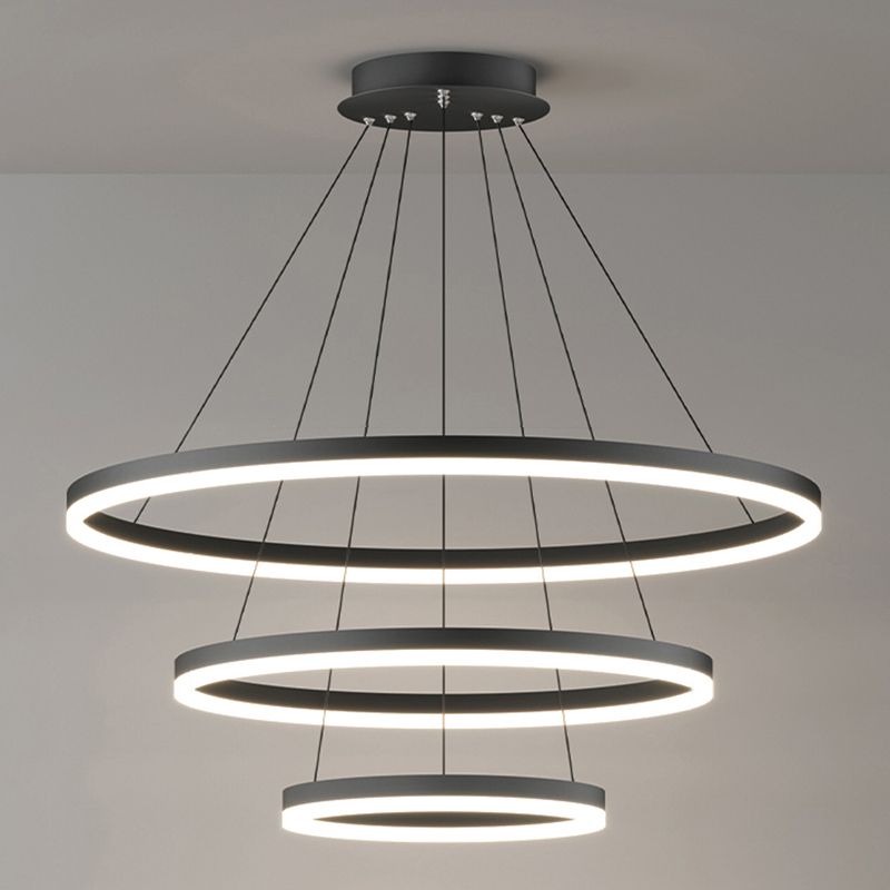 Arisha 3-Rings Black Black Modern Pendant Light | ventumra
