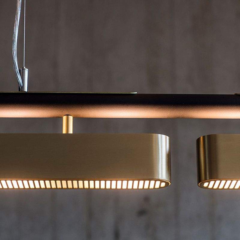 Arisha Pendant Light Rectangular Modern, Metal, Black/Brass, Office | ventumra