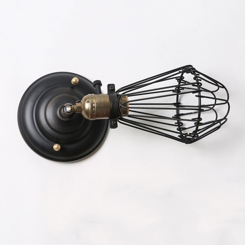 Alessio Industrial Lantern Shaped Metal Wall Lamp, Black/Rust | ventumra