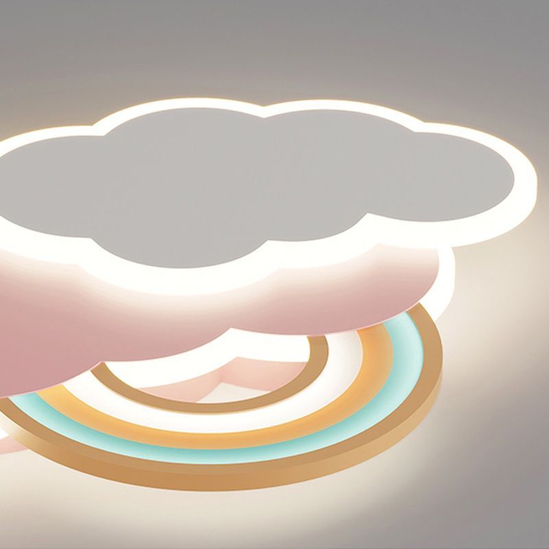 Aria Modern Cloud/Rainbow Flush Mount Ceiling Light Pink/White | ventumra