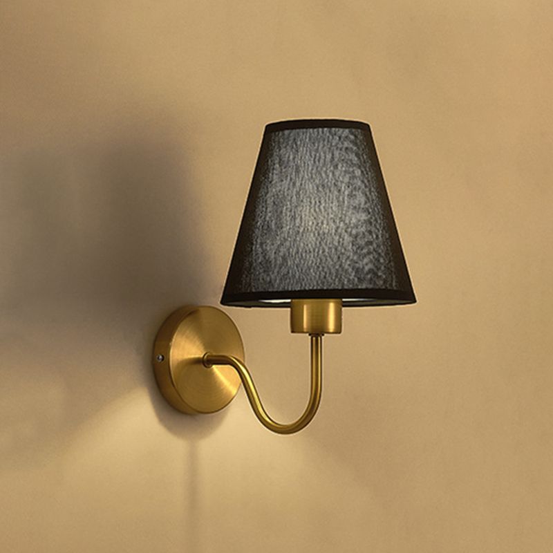 Tiffany Nordic Fabric Metal Vanity Wall Lamp, Black/White/Coffee/Flaxen | ventumra