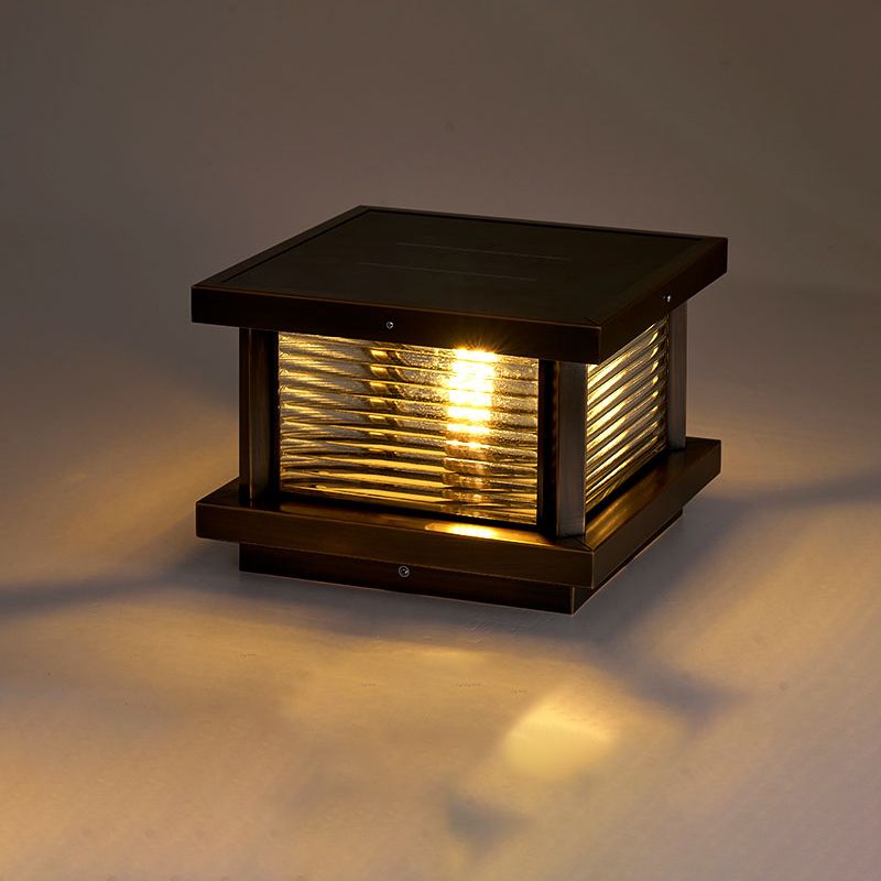 Ray Modern Rectangular Metal Outdoor Solar Lamp, Black/ Brass/Bronze | ventumra