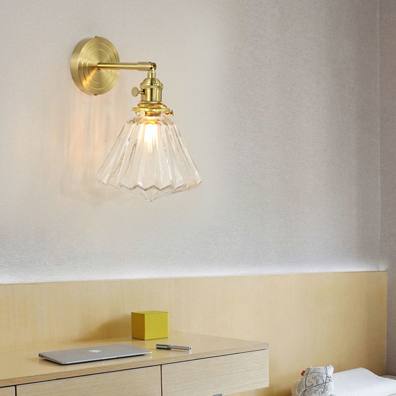 Valentina Luxury Globe/Flower Glass Vanity Wall Lamp, Gold, Bedroom | ventumra
