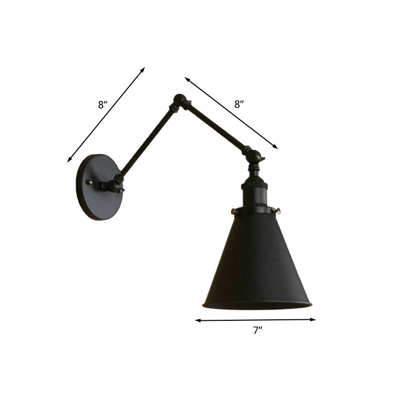Zynar Vintage Adjustable Wall Lamp, Metal, Black/Rust, Living Room | ventumra