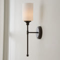 Tiffany Nordic Vanity Metal Glass Minimalism Wall Lamp, Black/Silver | ventumra