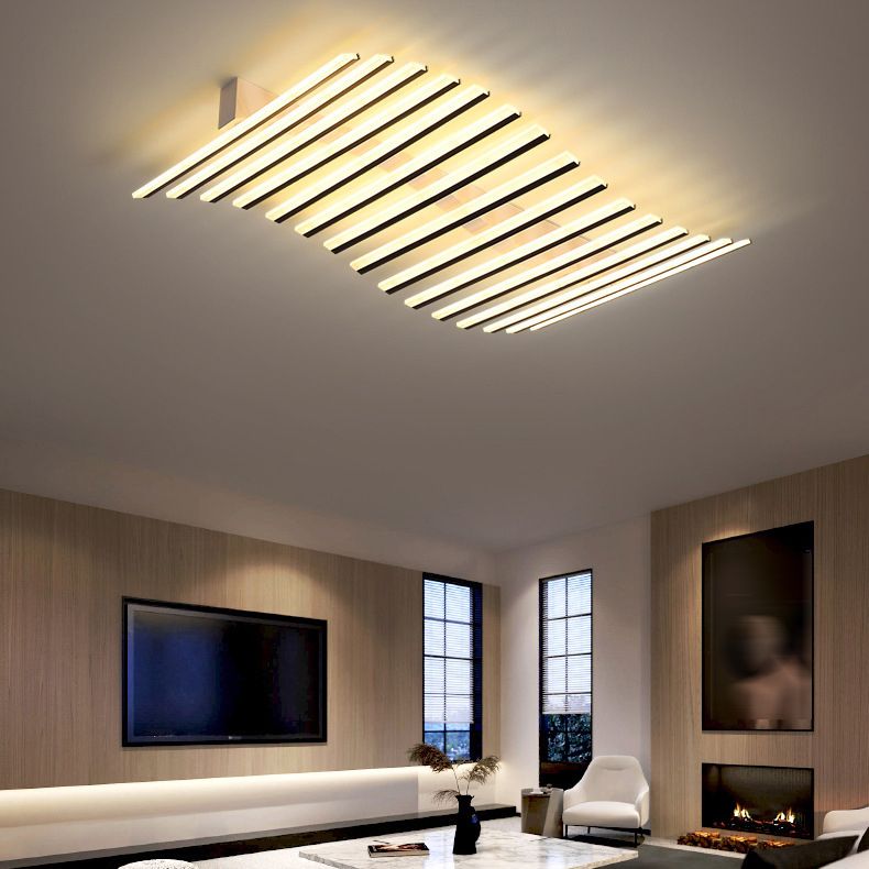 Arisha Flush Mount Ceiling Light Linear Modern,Wave  Black, Living Room | ventumra