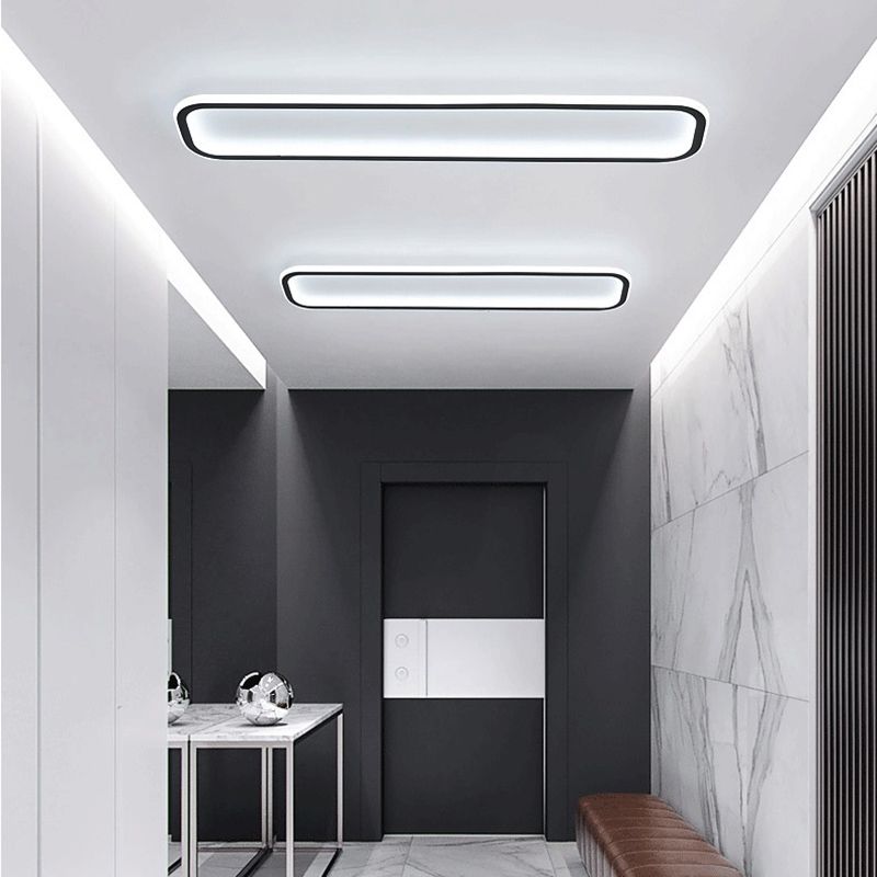 Arisha Minimalist Flush Mount Black Frame Rectangular Ceiling Light | ventumra