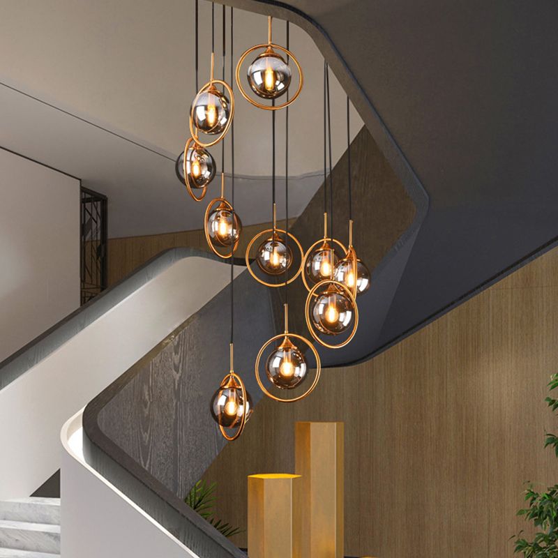 Valentina Modern Spiral Ball Glass Staircase Chandelier | ventumra