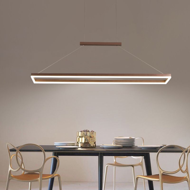 Gloen Modern Rectangular Hanging Pendant Light, Gold/Coffee | ventumra