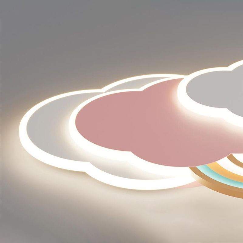 Aria Modern Cloud/Rainbow Flush Mount Ceiling Light Pink/White | ventumra