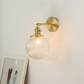 Valentina Luxury Globe/Flower Glass Vanity Wall Lamp, Gold, Bedroom | ventumra