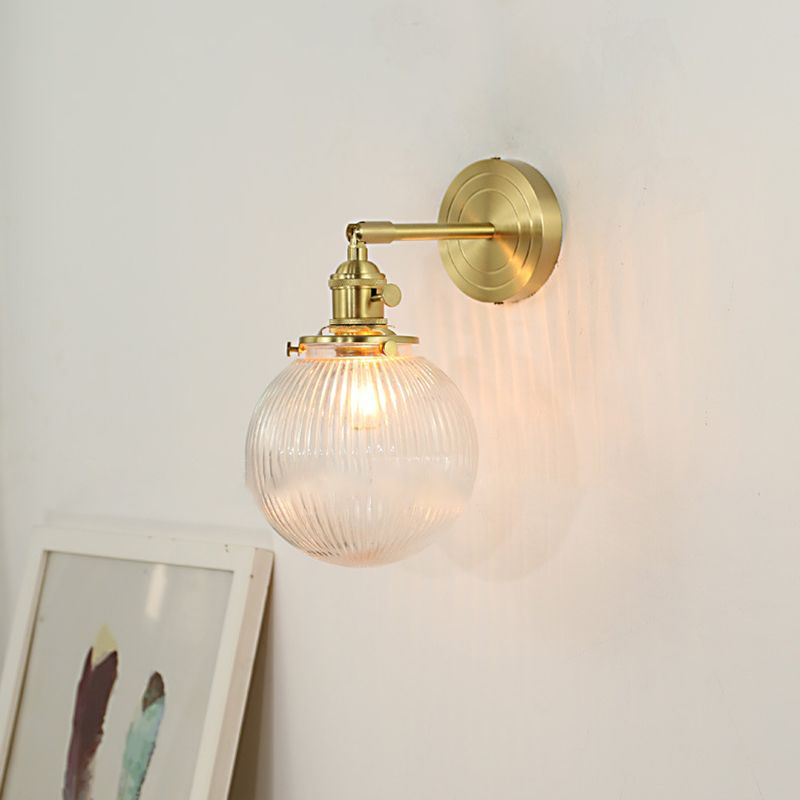 Valentina Luxury Globe/Flower Glass Vanity Wall Lamp, Gold, Bedroom | ventumra