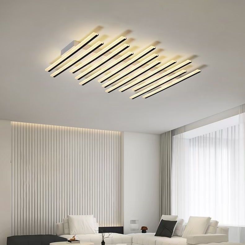 Arisha Flush Mount Ceiling Light Linear Modern,Wave Black, Living Room - Neutralighting