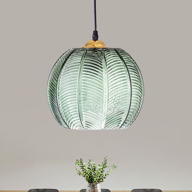 Aira Green Nordic Artistic Ribbed Glass Pendant Light | ventumra