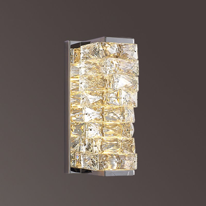 Kristy Modern Rectangular Vanity Metal Crystal LED Wall Lamp | ventumra