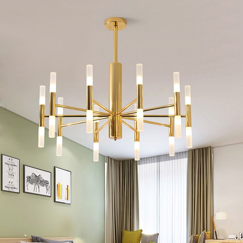 Kristy Modern Cylindrical Metal Chandelier, Gold | ventumra