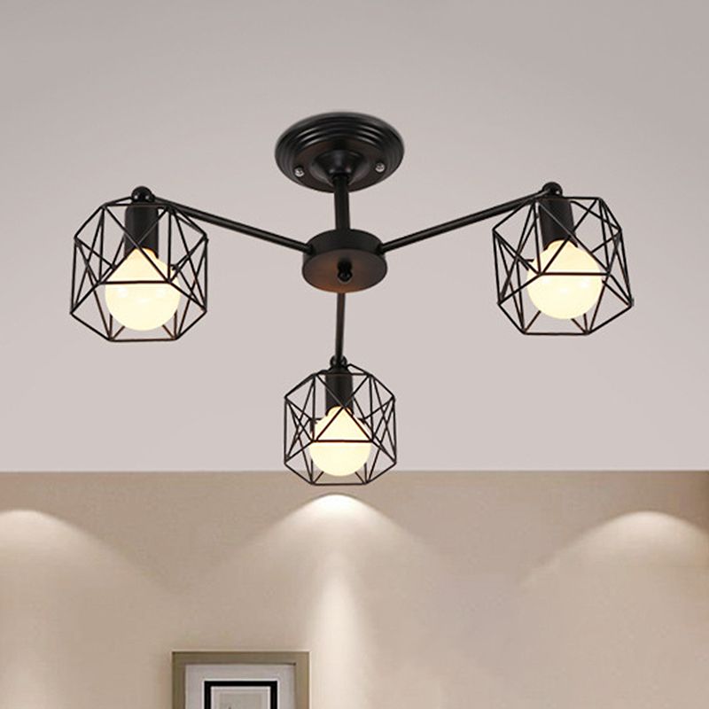 Arisha Black Semi-Flush Mount Ceiling Light | ventumra