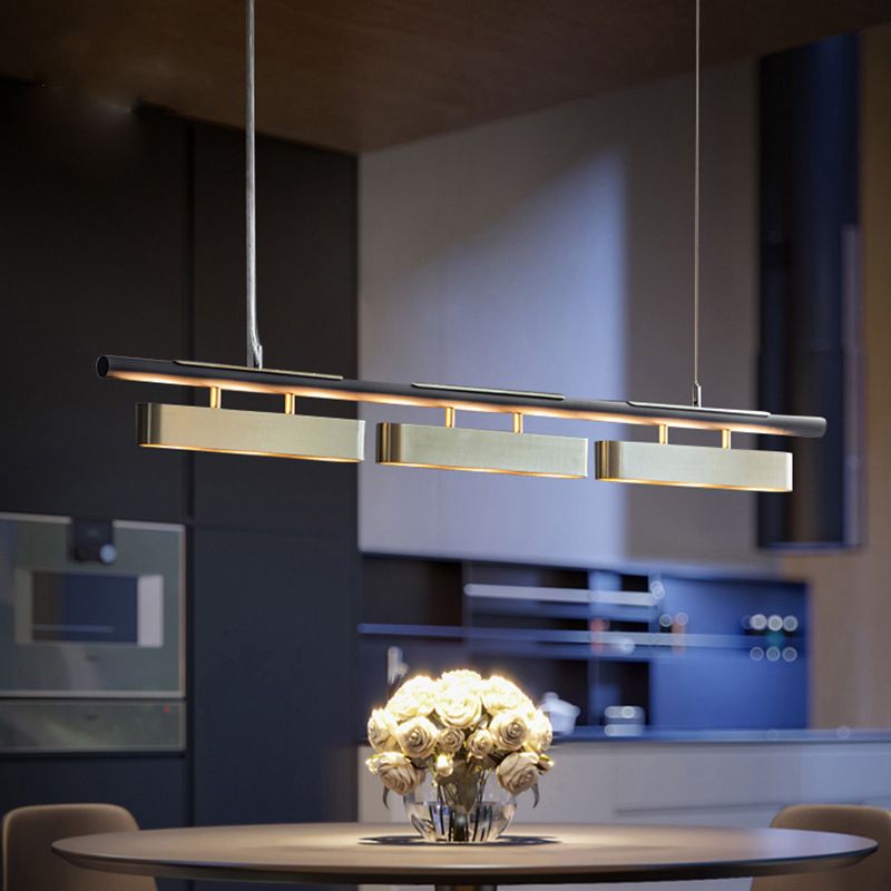 Arisha Pendant Light Rectangular Modern, Metal, Black/Brass, Office | ventumra