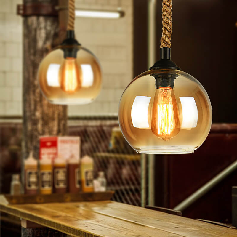 Vintage Rope Globe Pendant Light | Ventumra