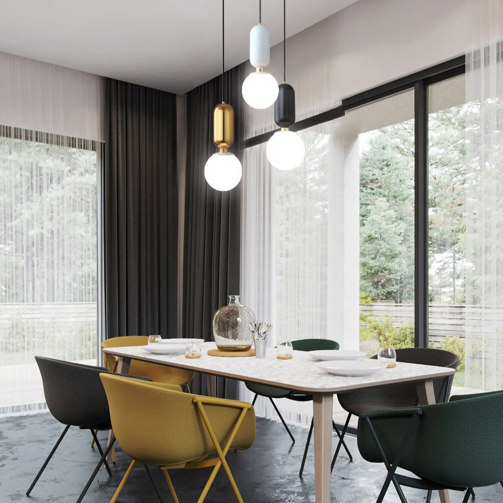 Novae Glass Globe Chandelier Modern Pendant for Dining and Living Areas