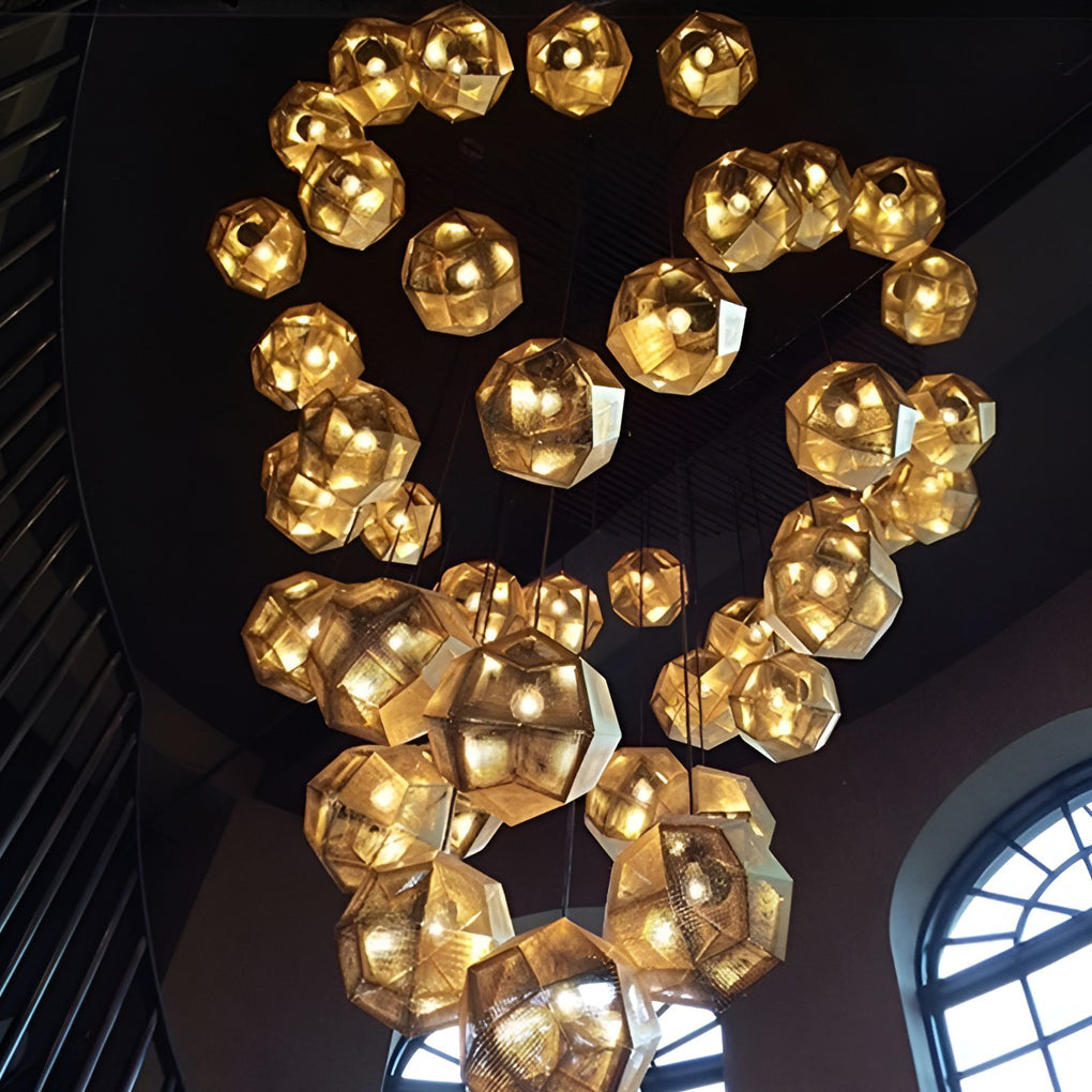 Lyra Geometric Round Pendant Lamp in Electrolytic Metal