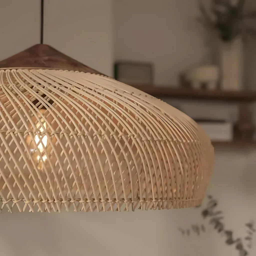 Aurelle Hand-Woven Rattan Boho Pendant Ceiling Light