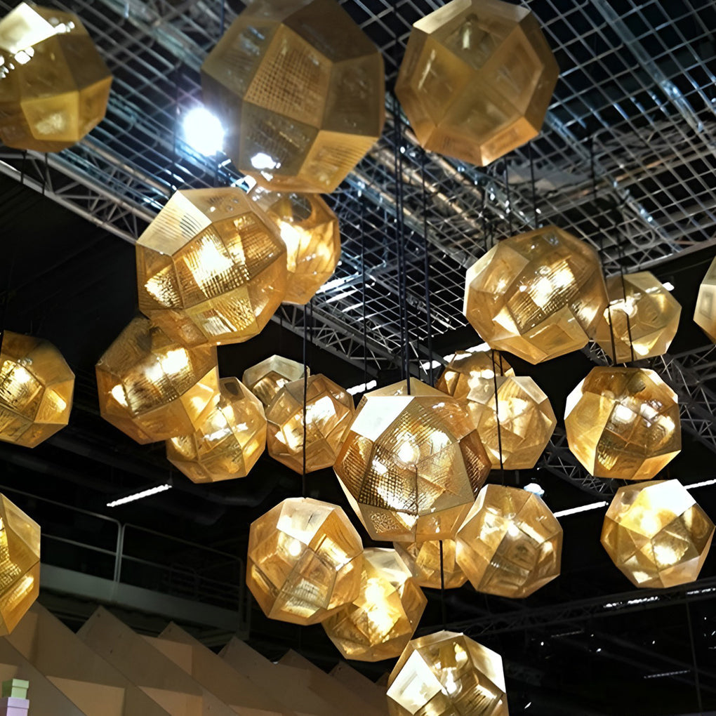Lyra Geometric Round Pendant Lamp in Electrolytic Metal