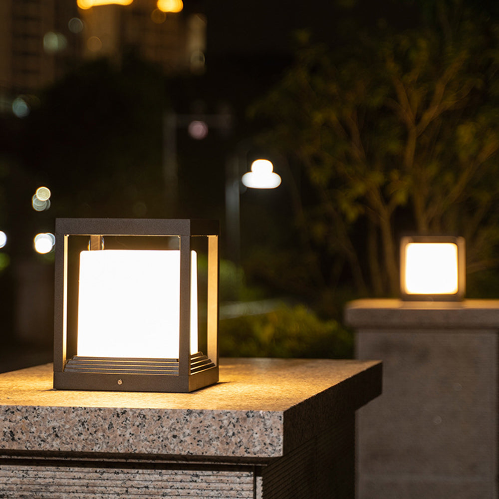 Ray Modern Rectangular Metal Outdoor Lamps, Black | ventumra