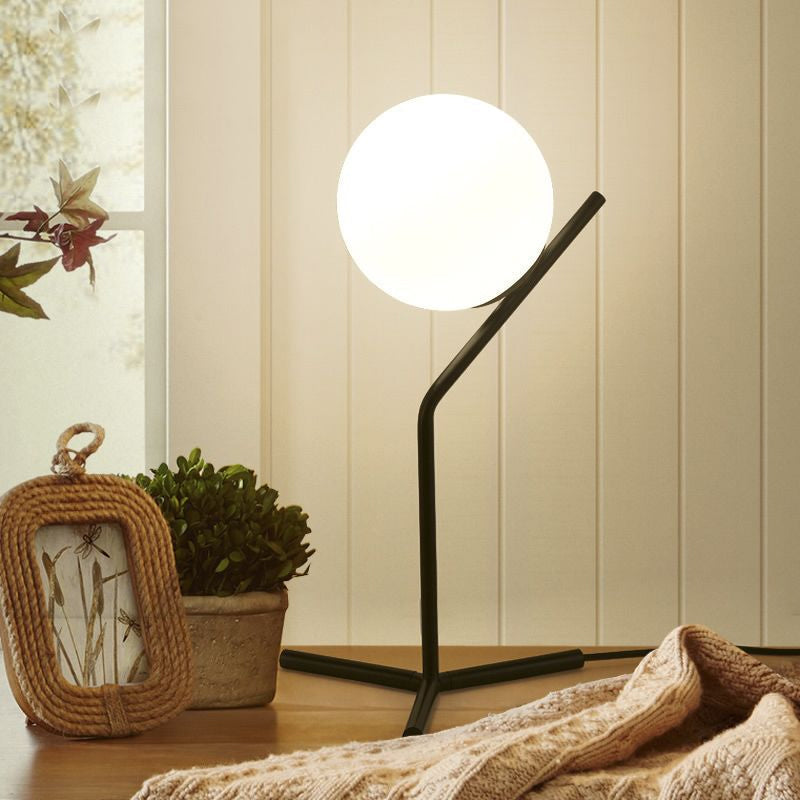 Aurelo Glass Globe Desk Lamp — White Shade, 1 Light