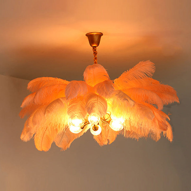 O'Moore Nordic Luxury Pendant Light, Brass/Feather | ventumra