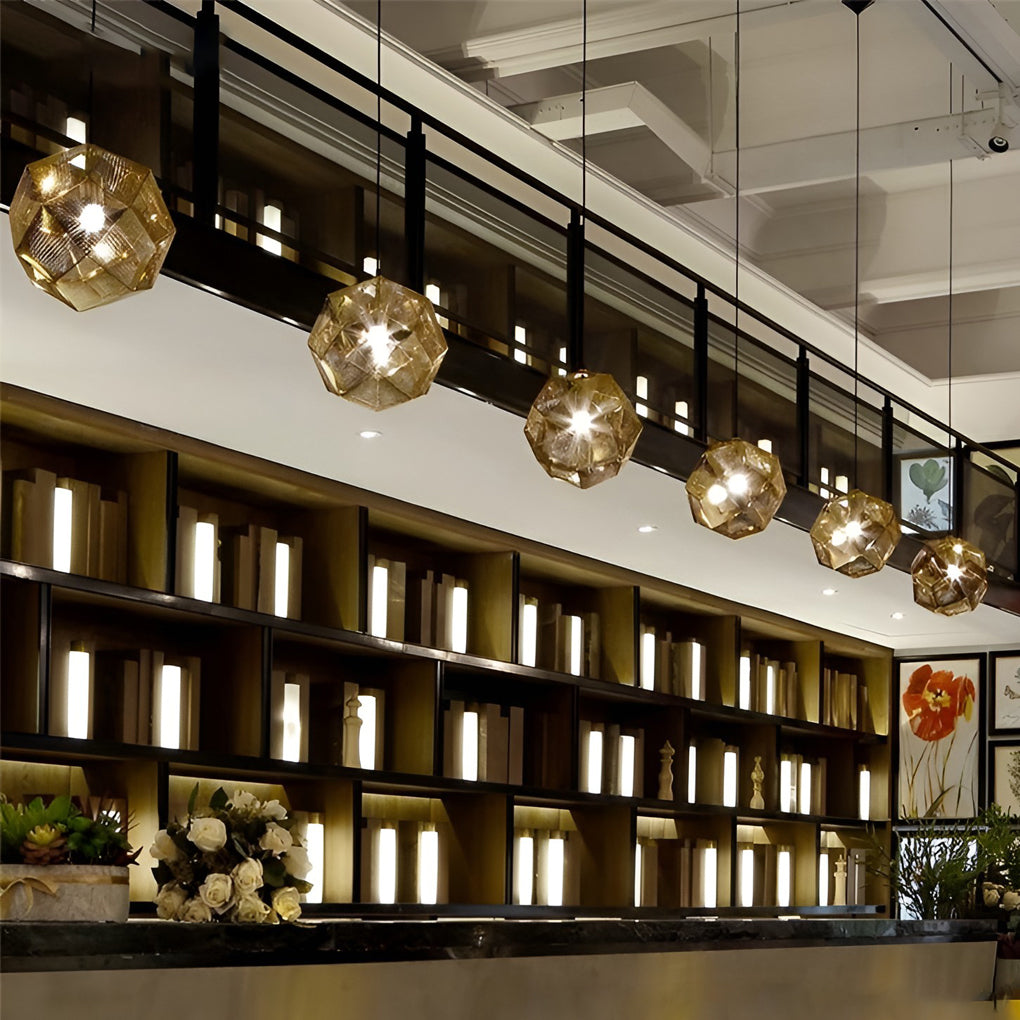 Lyra Geometric Round Pendant Lamp in Electrolytic Metal