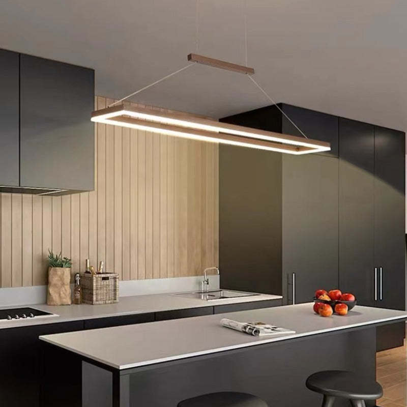 Gloen Modern Rectangular Hanging Pendant Light, Gold/Coffee | ventumra