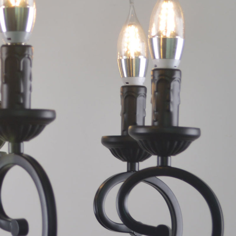 Silva Creative Retro Candle Chandelier Black Metal Bedroom | ventumra