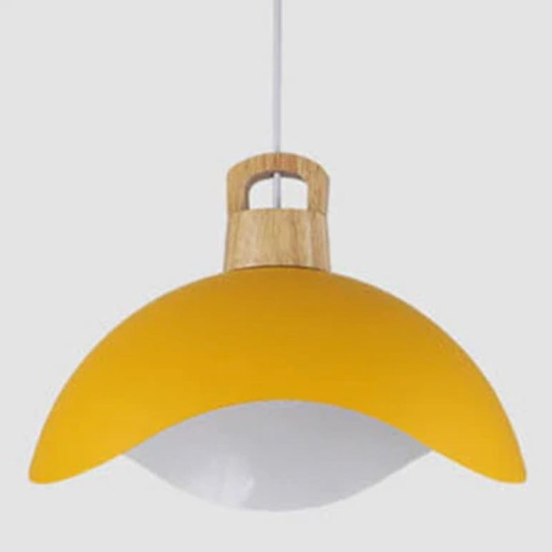 Valentina Colorful Shade Single Pendant Lights, Wood & Metal | ventumra