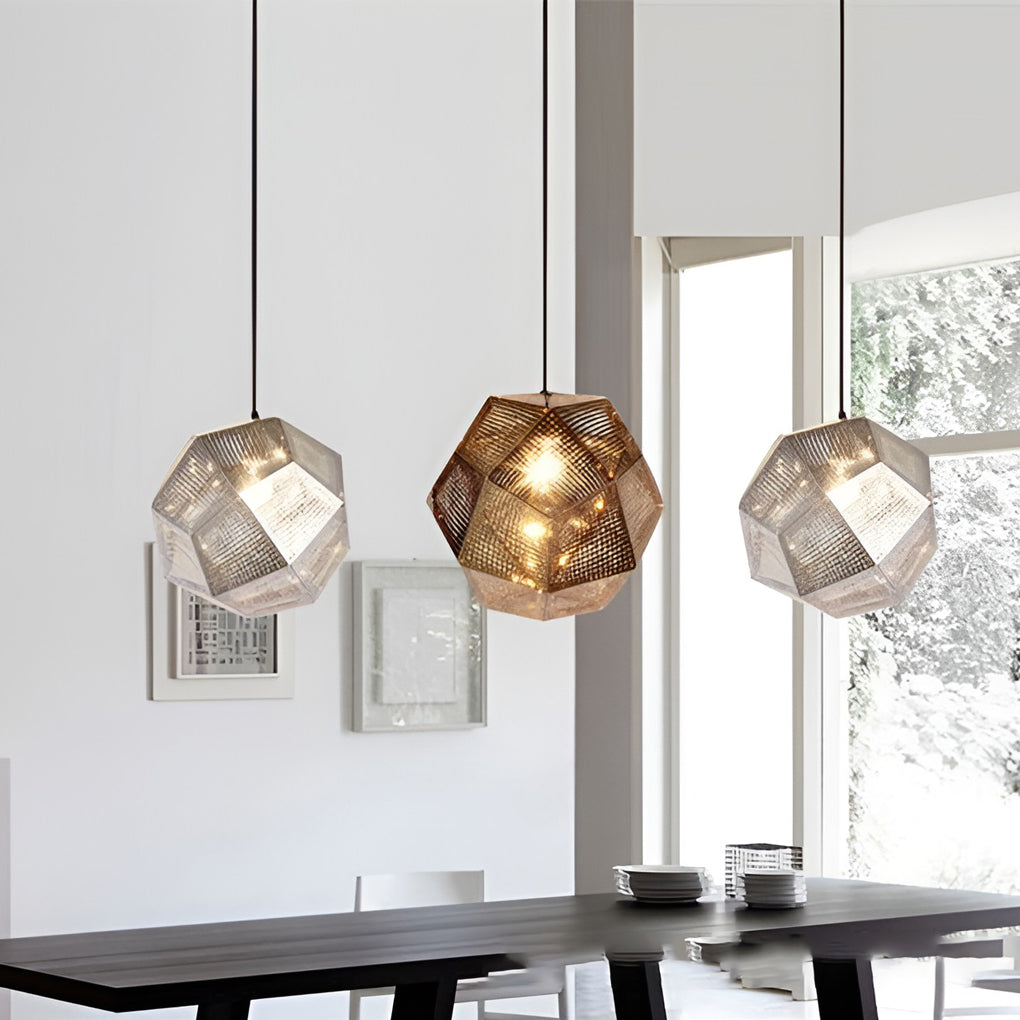 Lyra Geometric Round Pendant Lamp in Electrolytic Metal