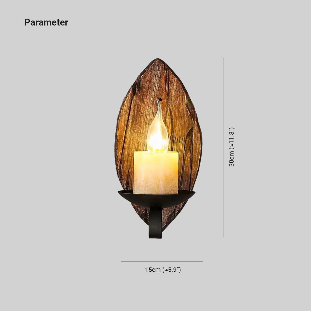 Epoch Vintage Leaf Shape Wood Metal Wall Lamp | ventumra