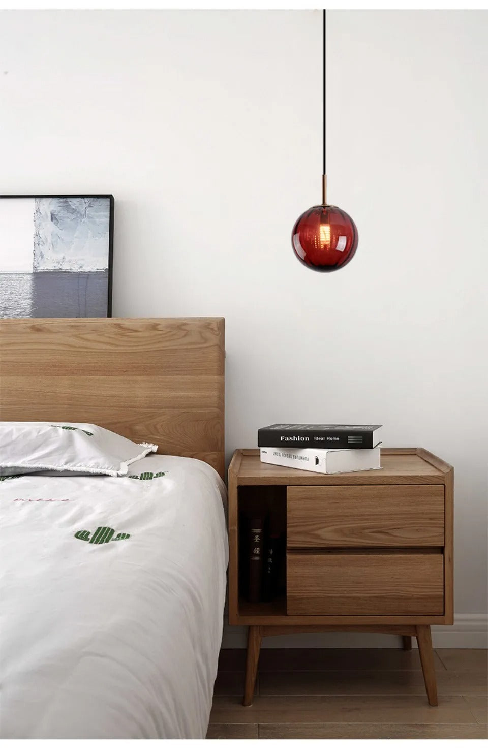 LumenGlass Pendant Light with Glass Ball Shade Four Colors