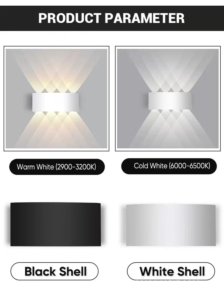 Tronix Modern Rectangular Metal Outdoor Wall Lamp, Black/White, Water-wave | ventumra