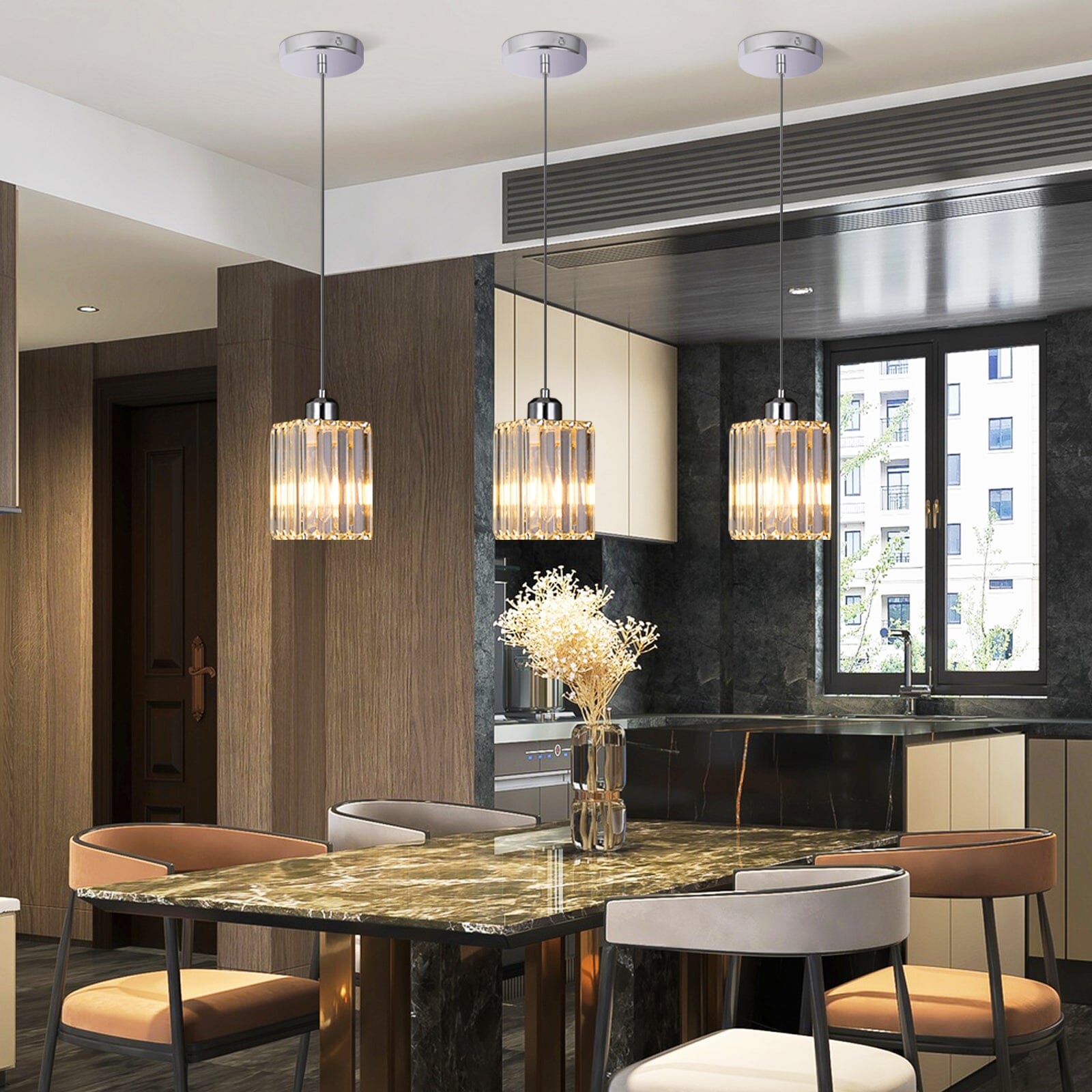 Lumistra Crystal Glass Pendant Light for Living Rooms