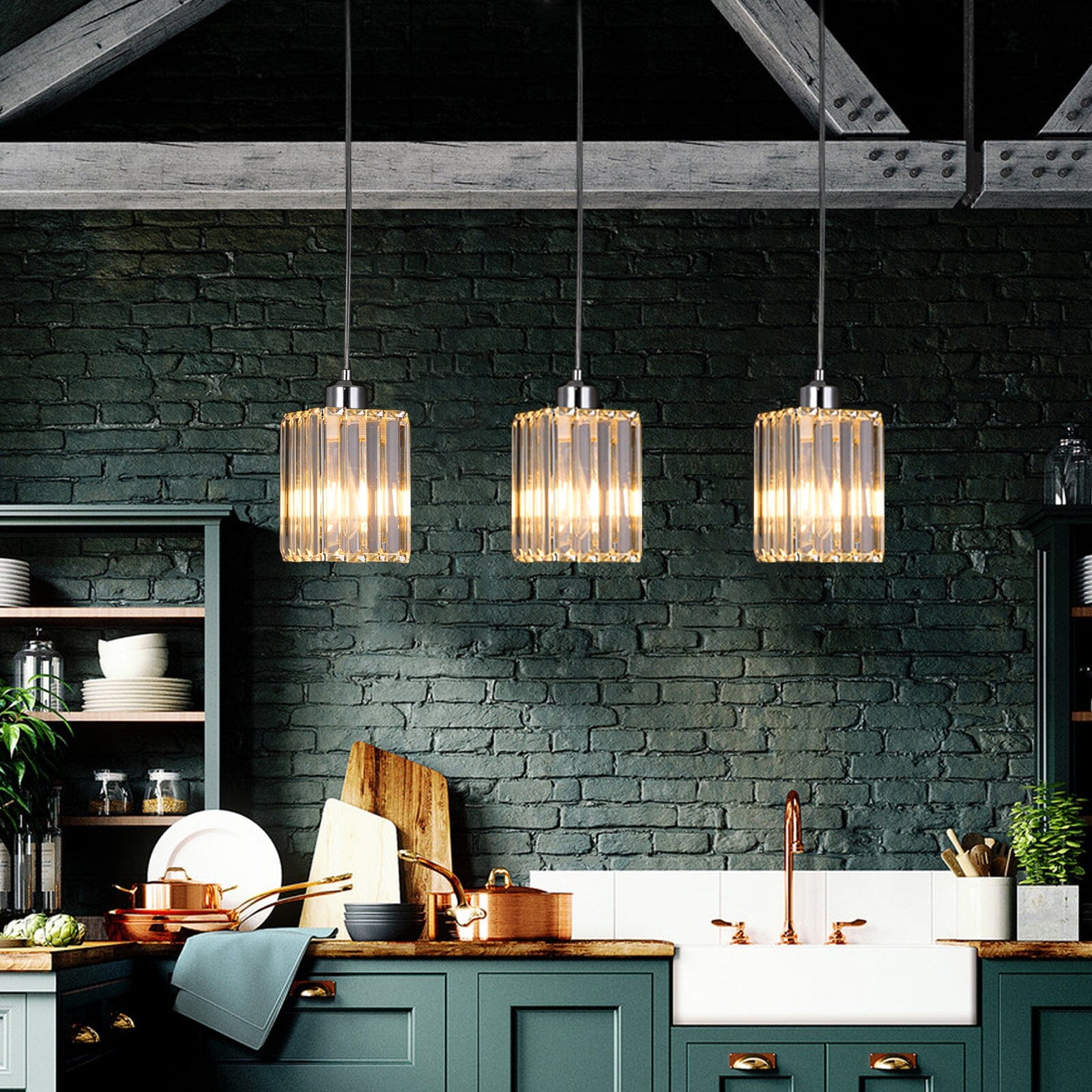Lumistra Crystal Glass Pendant Light for Living Rooms