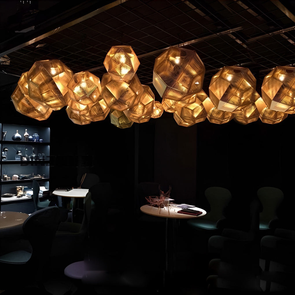 Lyra Geometric Round Pendant Lamp in Electrolytic Metal