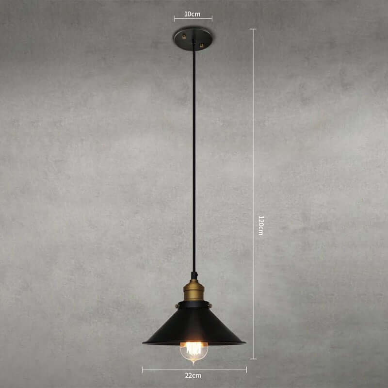 Elora Brass Cone Pendant Light in Vintage Industrial Style